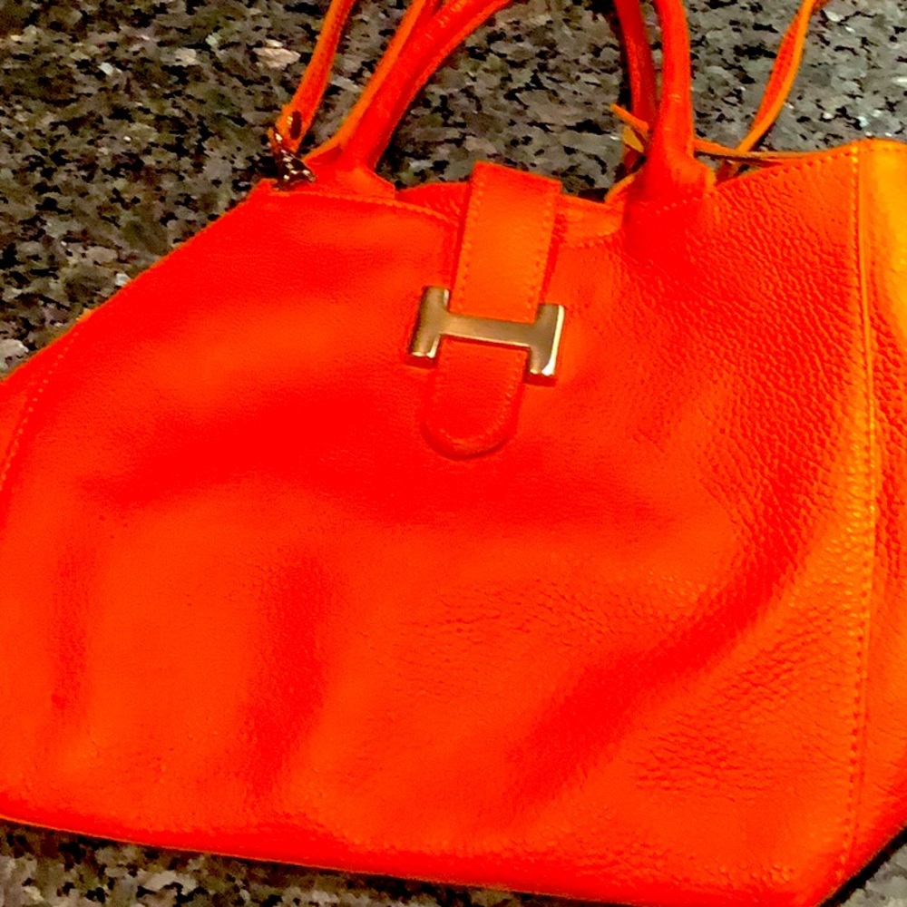 Orange leather bag